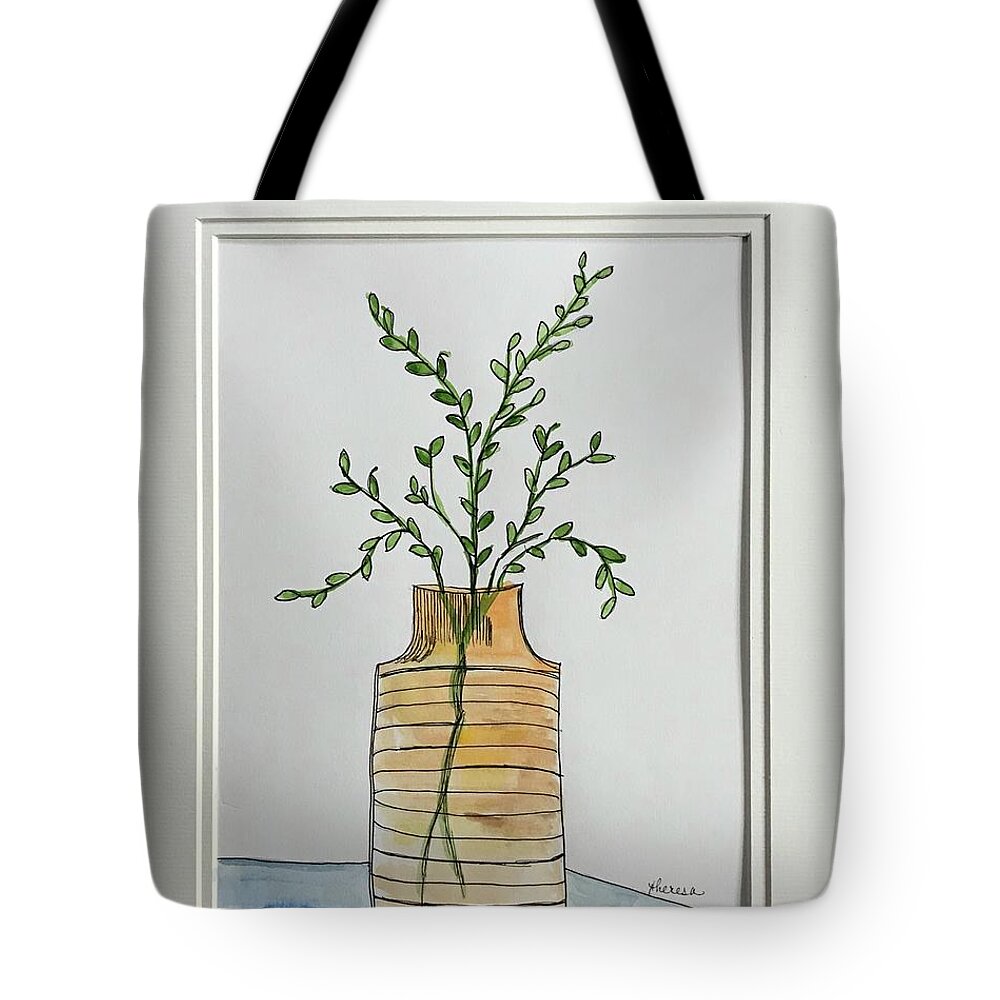 Watercolor And Ink Tote Bag featuring the painting Waiting to Bloom by Theresa Honeycheck