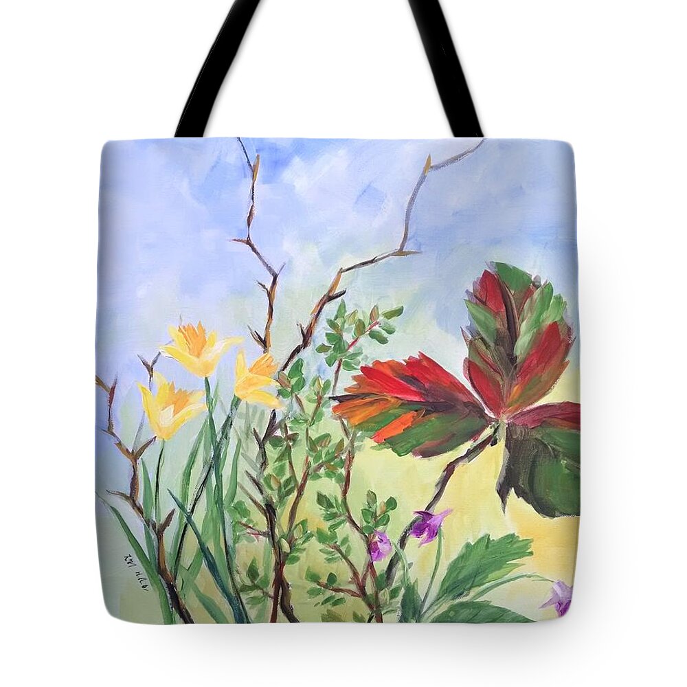 Daffodil Tote Bag featuring the painting Waking by Helian Cornwell