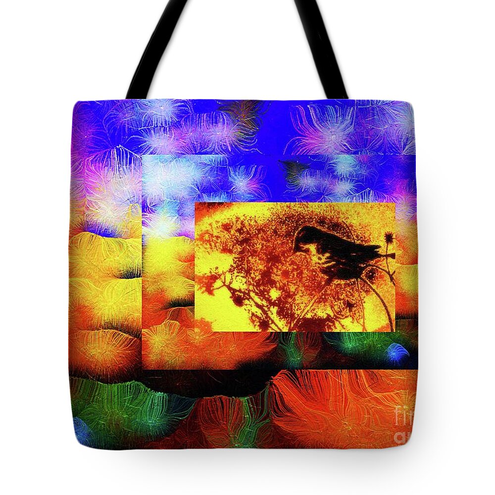 Silk-featherbrush Tote Bag featuring the mixed media Waking up inside a Dream within a Dream by Aberjhani