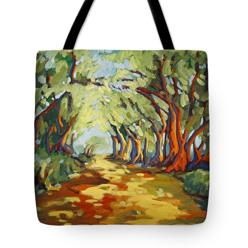 Forest Tote Bag featuring the painting Walk in the Woods 2 by Konnie Kim