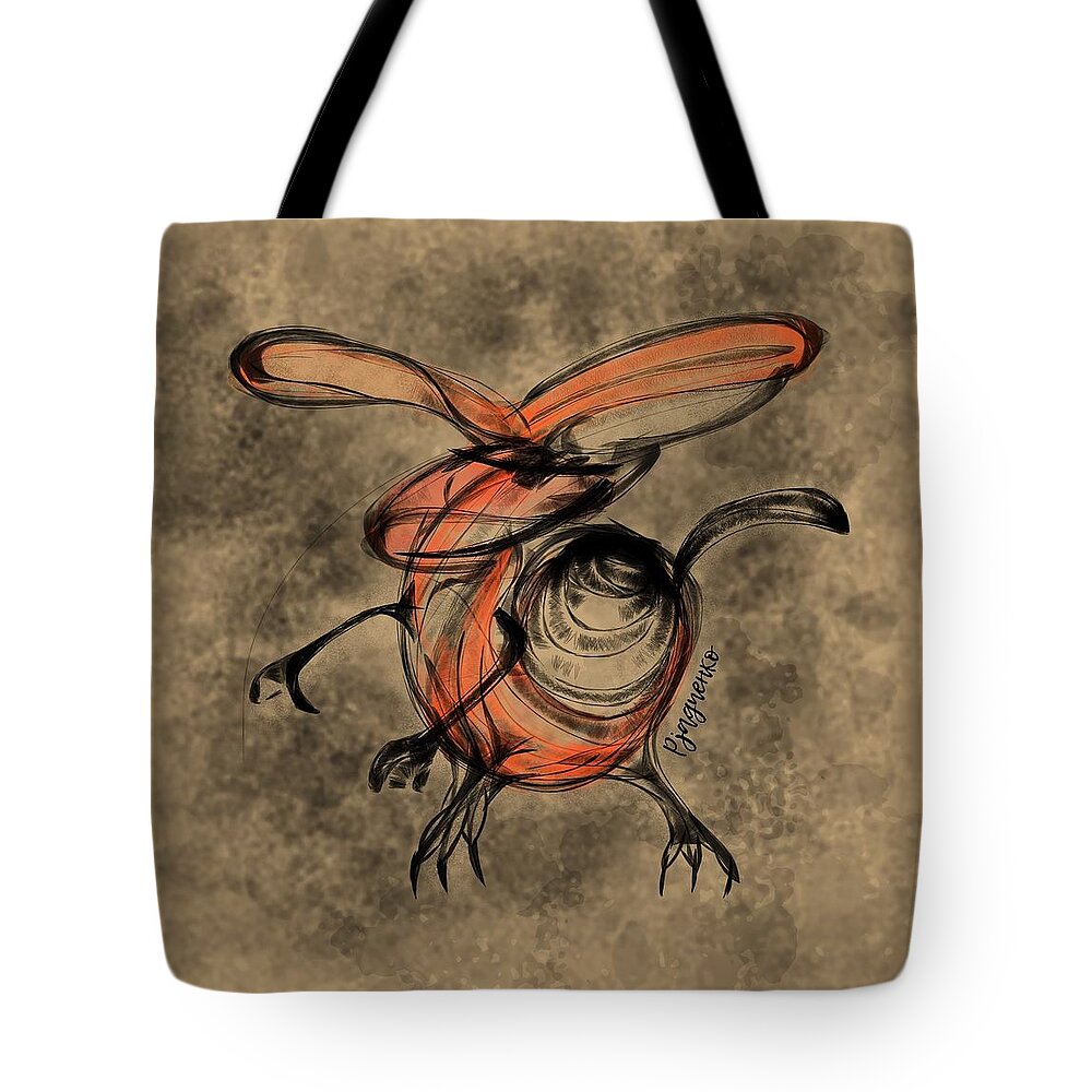 Creature Tote Bag featuring the digital art Walk in to the storm by Ljev Rjadcenko