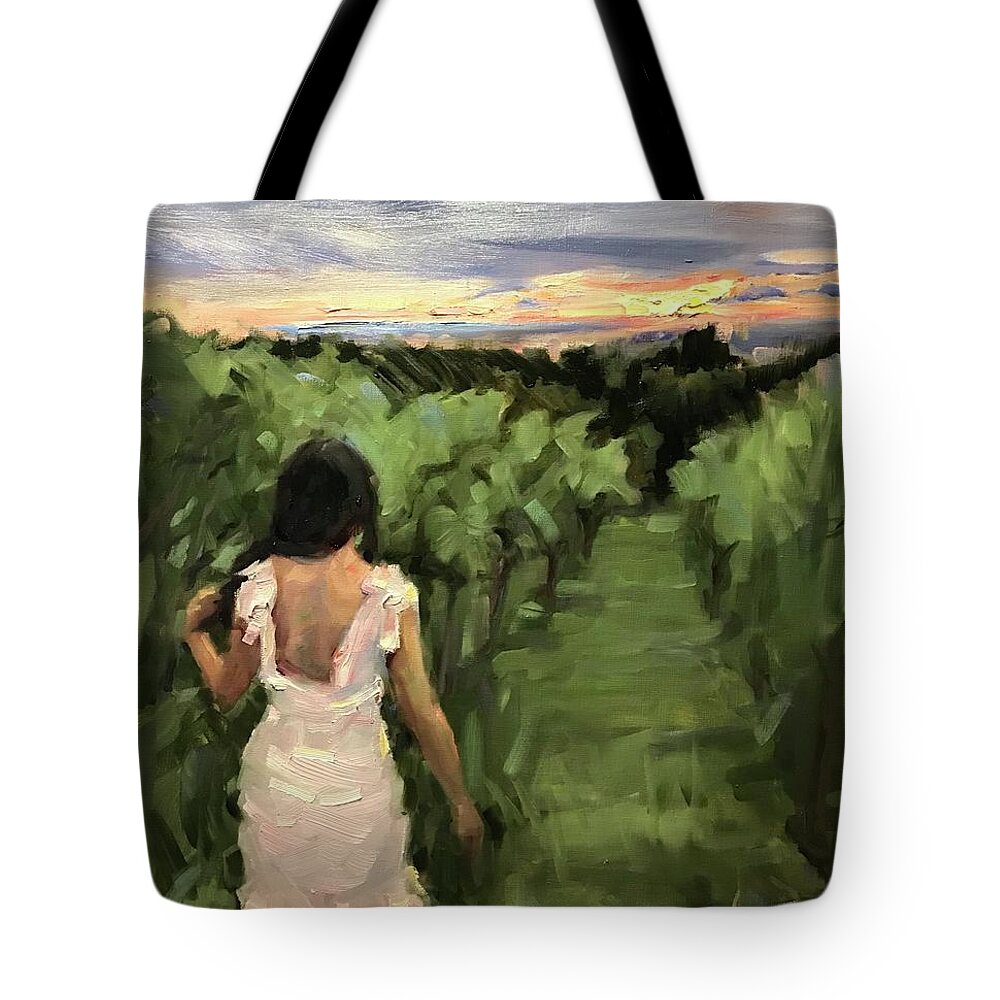 Figurative Tote Bag featuring the painting Walk we me by Ashlee Trcka