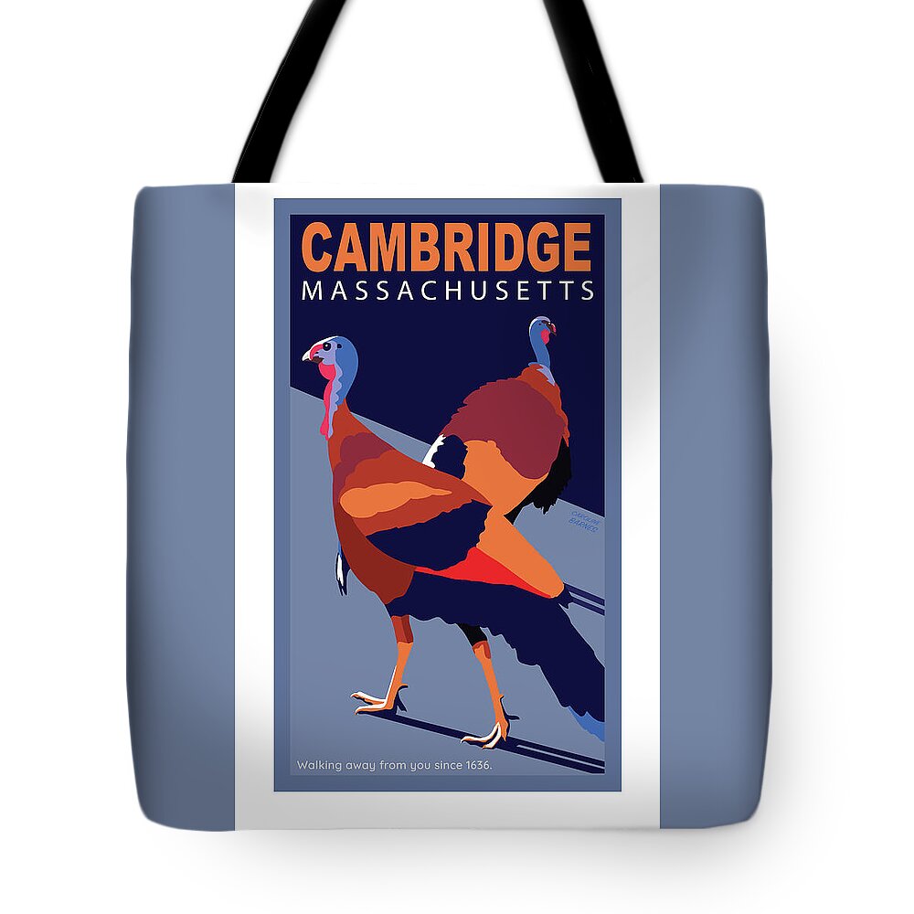 Cambridge Tote Bag featuring the digital art Walking Away-Cambridge by Caroline Barnes