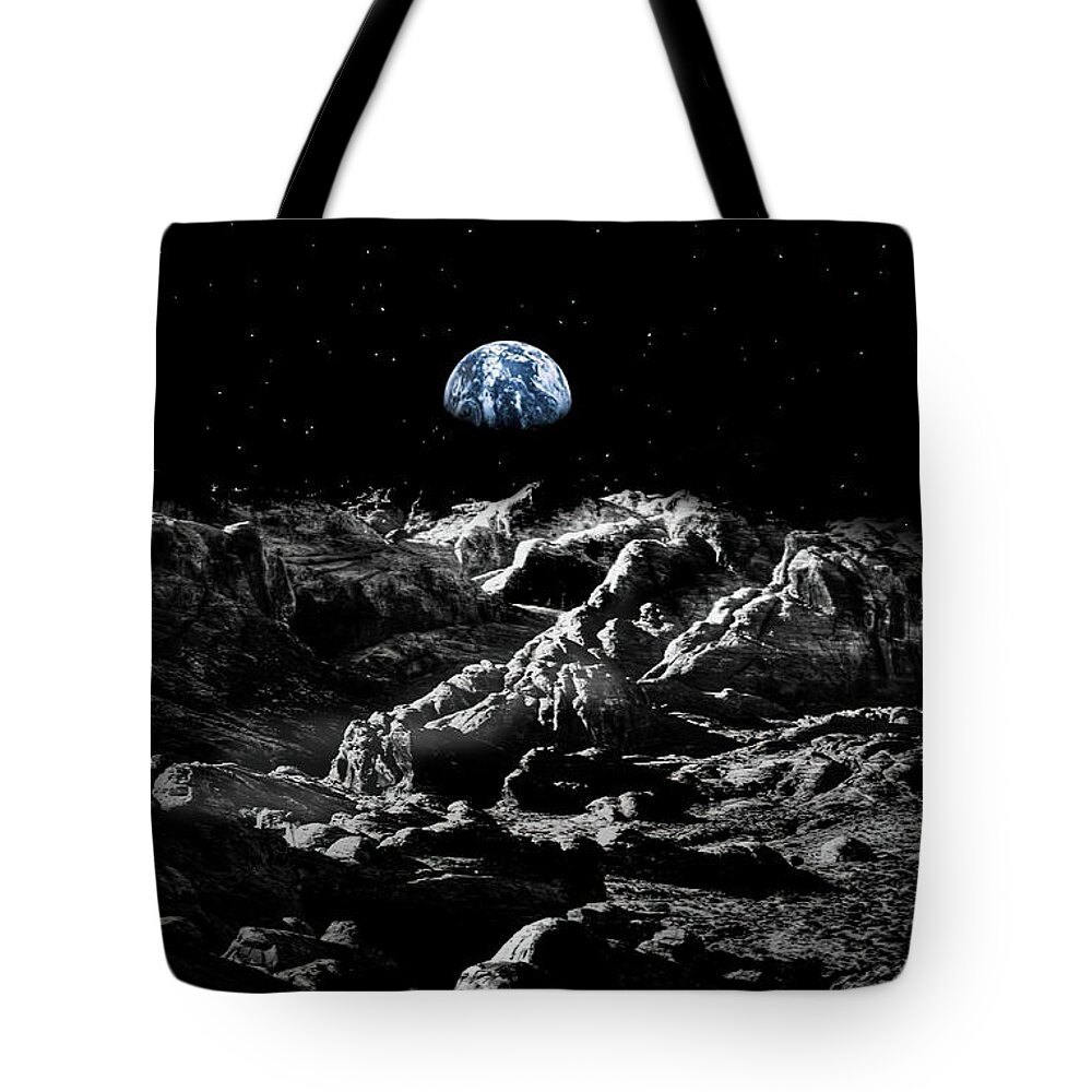 Moon Tote Bag featuring the photograph Walking on the moon by Jim Signorelli