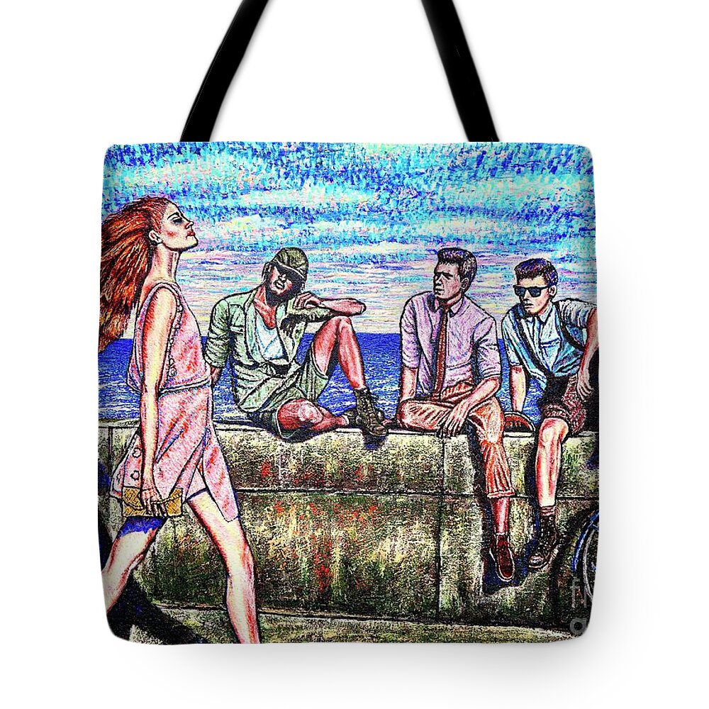 Seascape Tote Bag featuring the painting Walking Proud by Viktor Lazarev