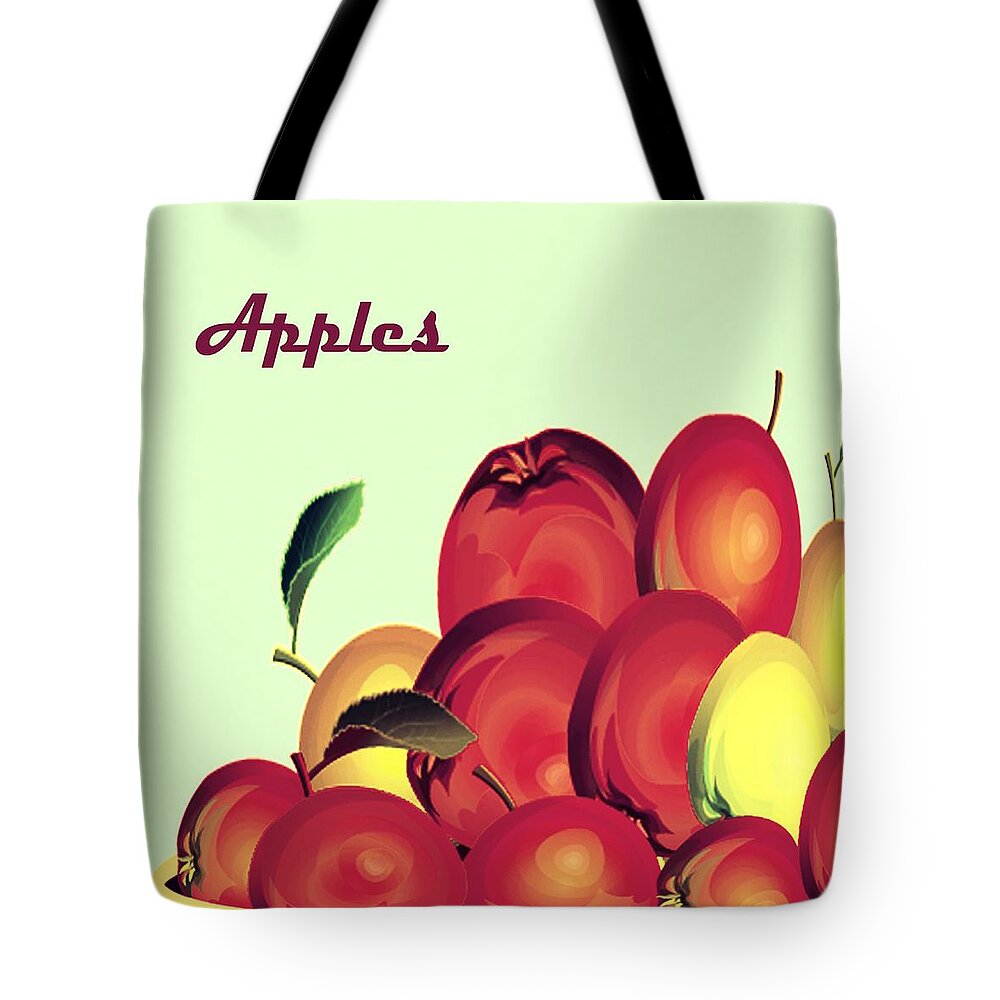 Art Tote Bag featuring the digital art Wall Art With Apples 7 by Miss Pet Sitter