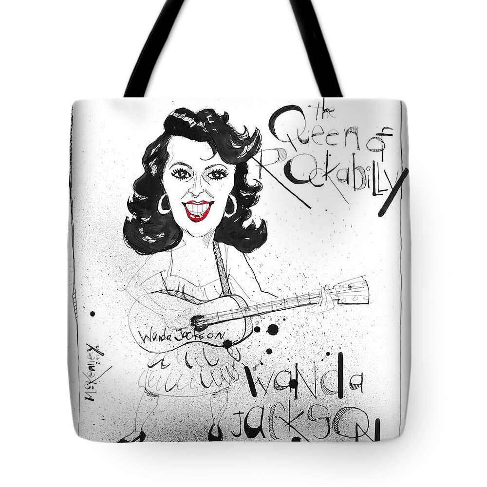 Tote Bag featuring the drawing Wanda Jackson by Phil Mckenney