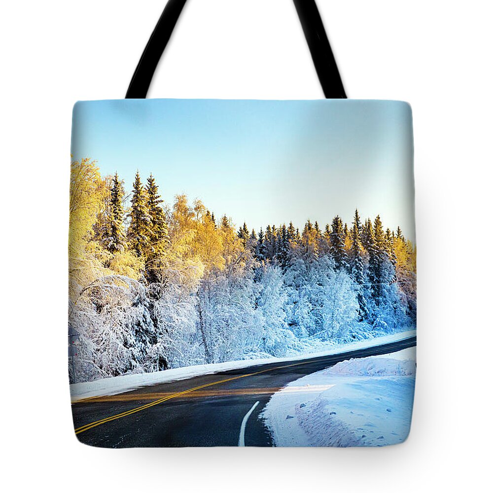 Landscape Tote Bag featuring the photograph Warm tips in Fairbanks by Kyle Lavey