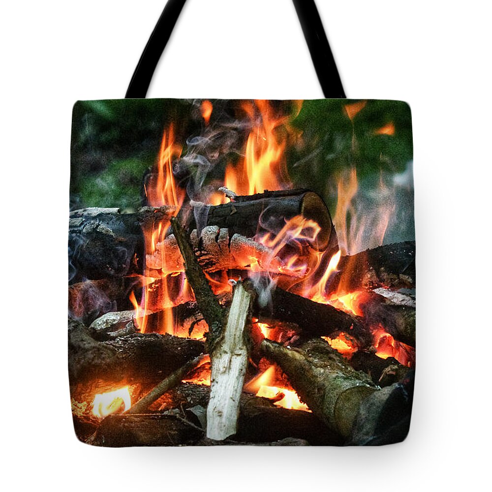 Photo Tote Bag featuring the photograph Warming Campfire by Evan Foster