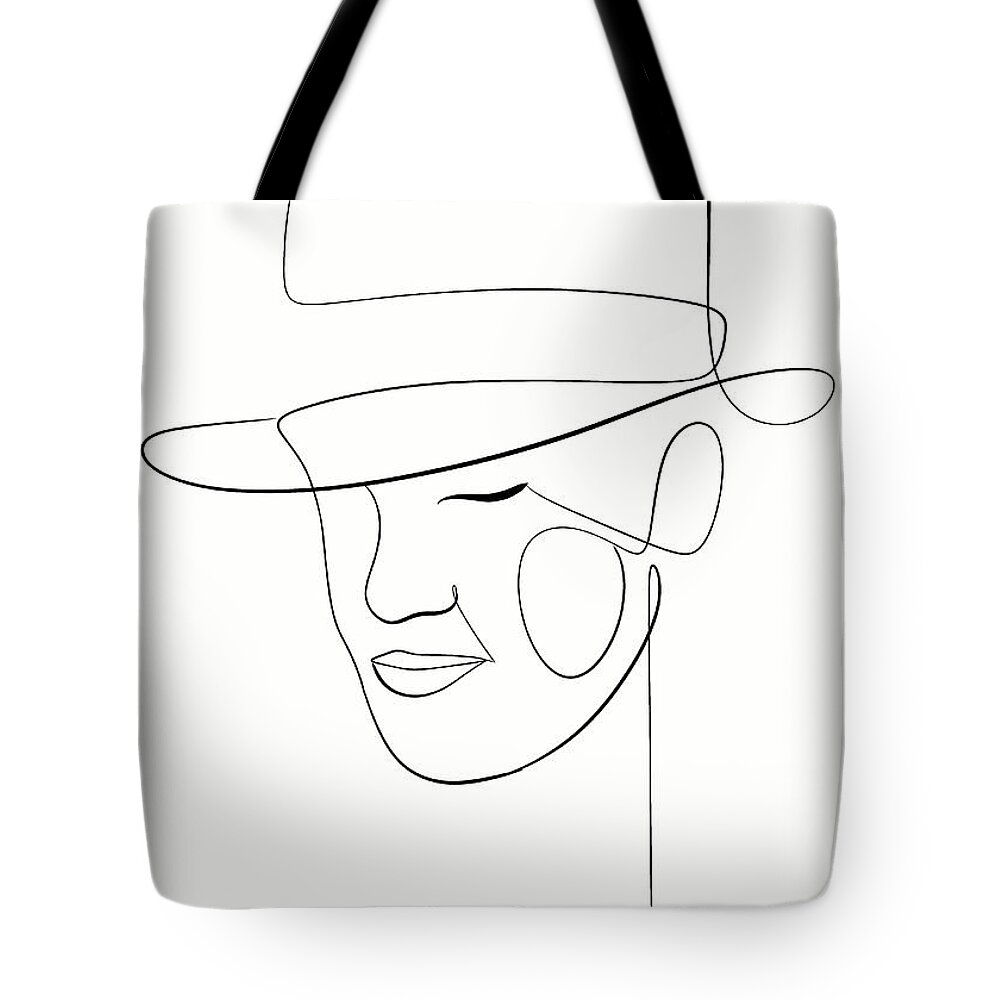 Warren Beatty Tote Bag featuring the drawing Warren Beatty minimalist portrait by Movie World Posters