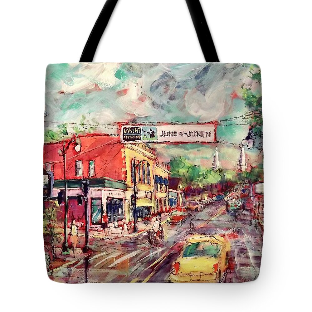Painting Tote Bag featuring the painting Washington @ Columbia by Les Leffingwell