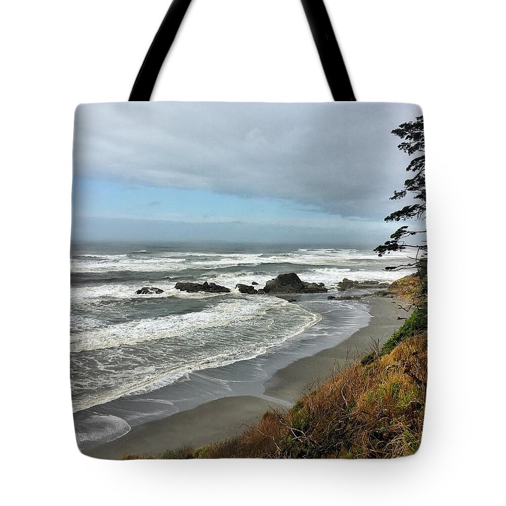 Washington Tote Bag featuring the photograph Washington Coastline by Jerry Abbott