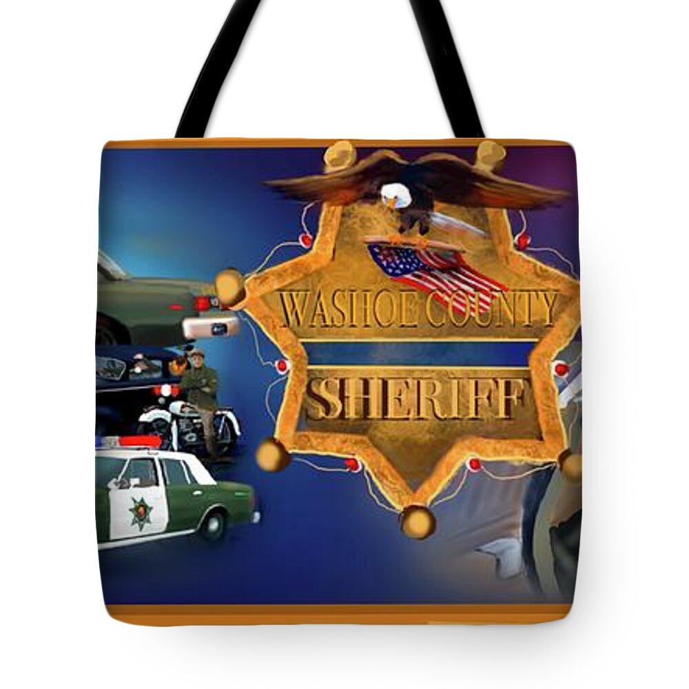 Washoe County Sheriff Tote Bag featuring the digital art Washoe Sheriff Art by Doug Gist