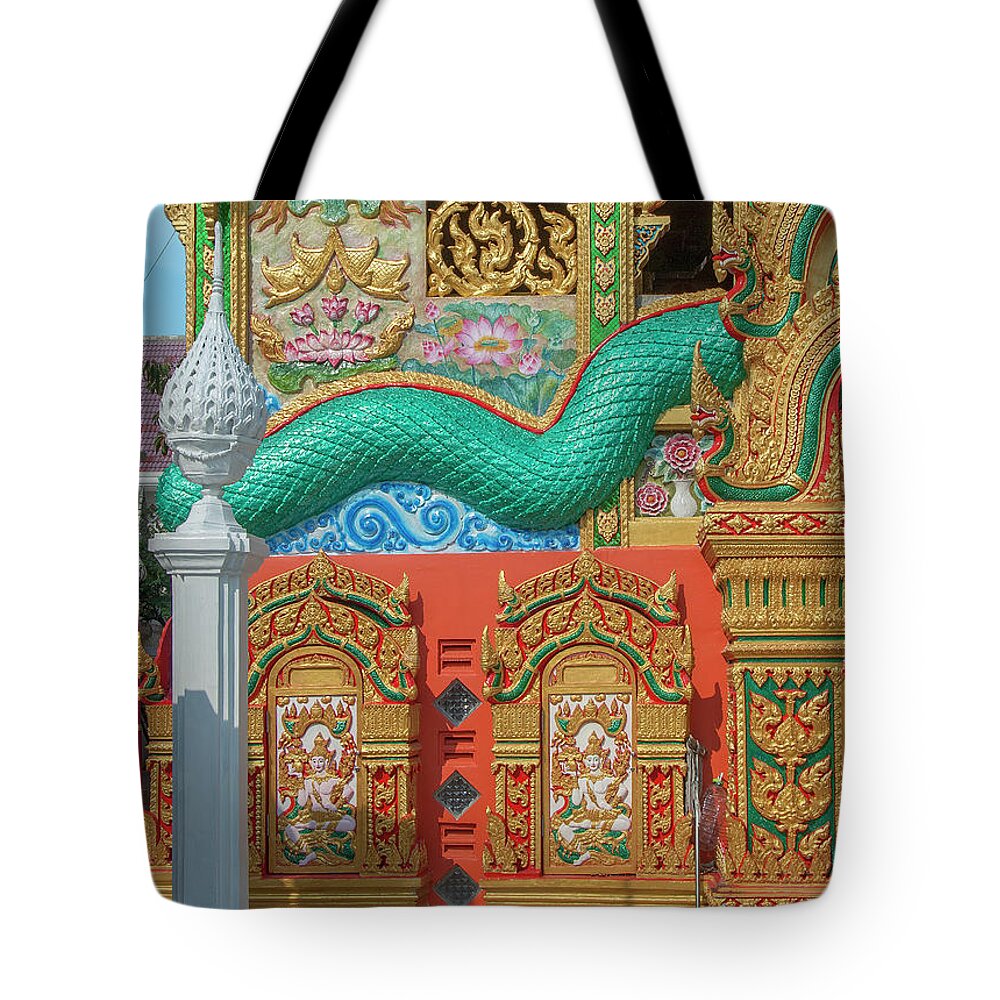 Scenic Tote Bag featuring the photograph Wat Nak Prok Wihan Ornamentation DTHB1885 by Gerry Gantt