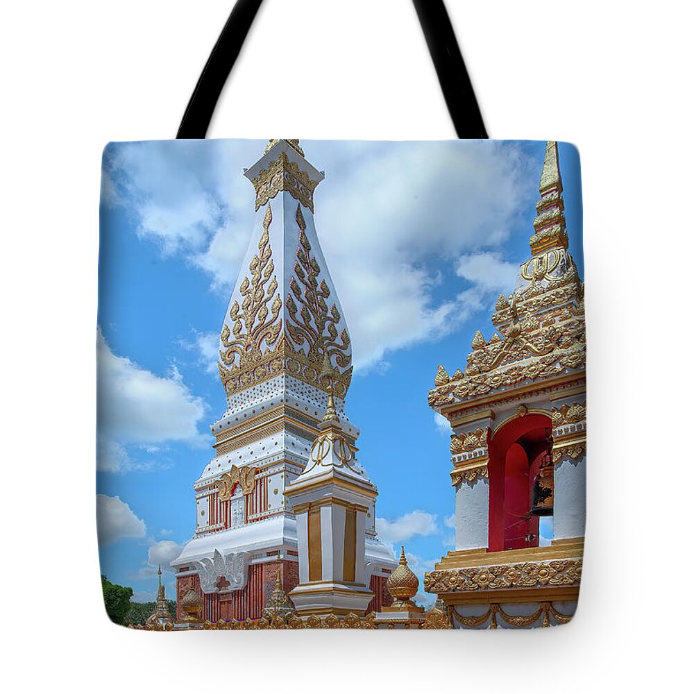 Scenic Tote Bag featuring the photograph Wat Phra That Phanom Phra Chedi and Bell Tower DTHNP0010 by Gerry Gantt