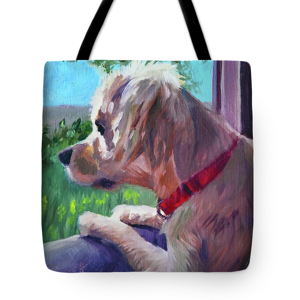 Dog Tote Bag featuring the painting Watch Dog by Alice Leggett