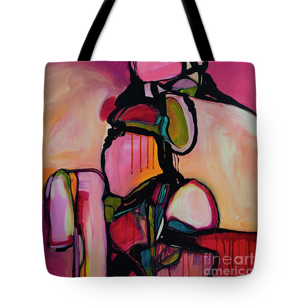 Rocks Tote Bag featuring the painting Watch for Falling Rock I by Robin Valenzuela