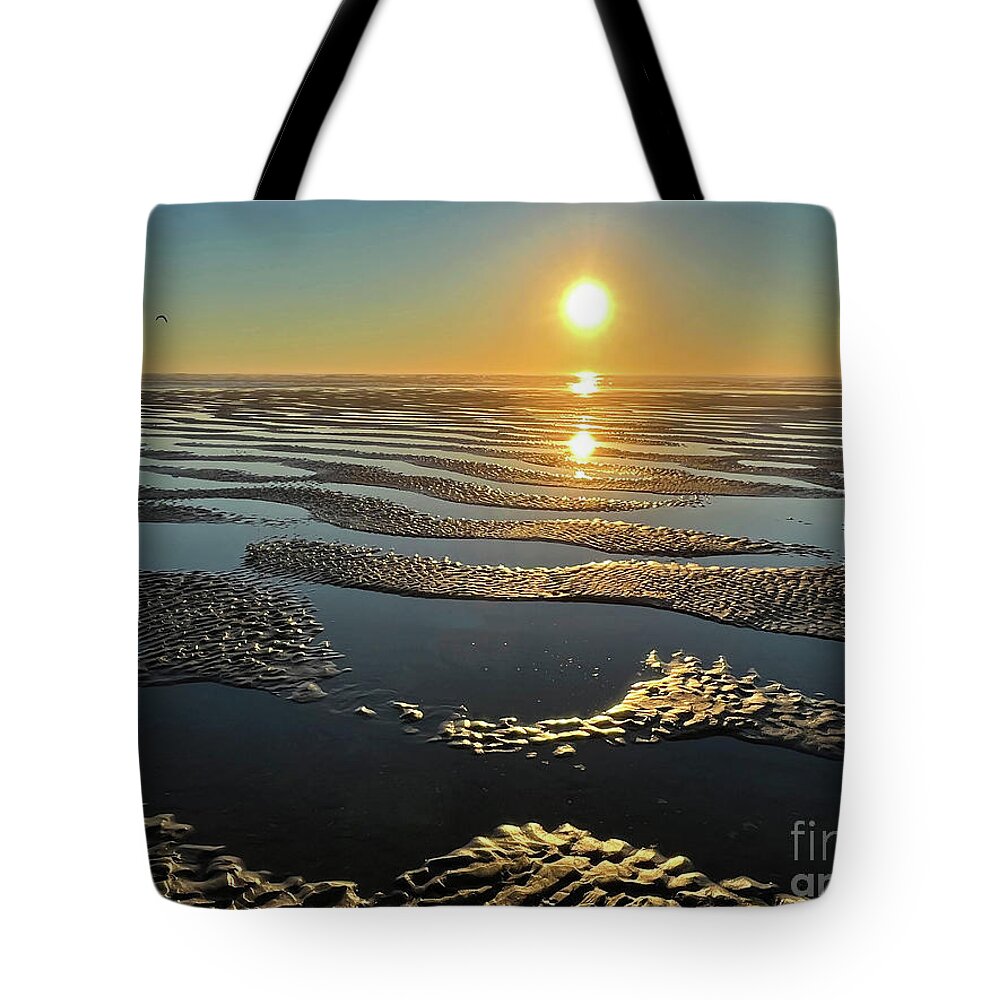 Sunset Tote Bag featuring the photograph Watching With Awe As Glory Of Sunset Unfolds by Tanya Filichkin