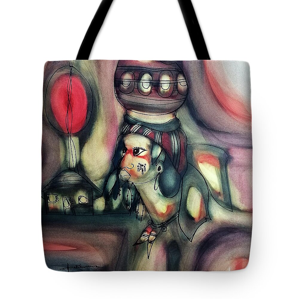 Moa Tote Bag featuring the painting Water Bearer by Hargreaves Ntukwana