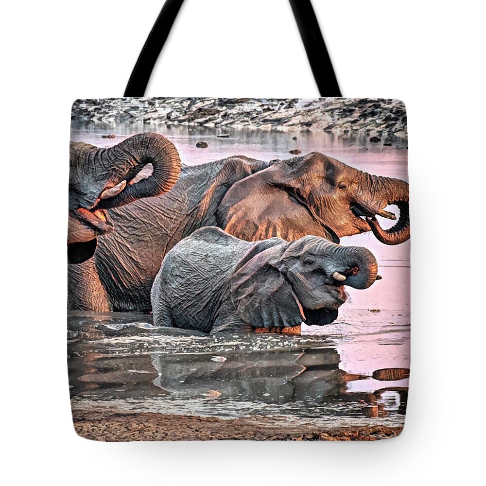Elephant Tote Bag featuring the photograph Water Like Chocolate by John Haldane