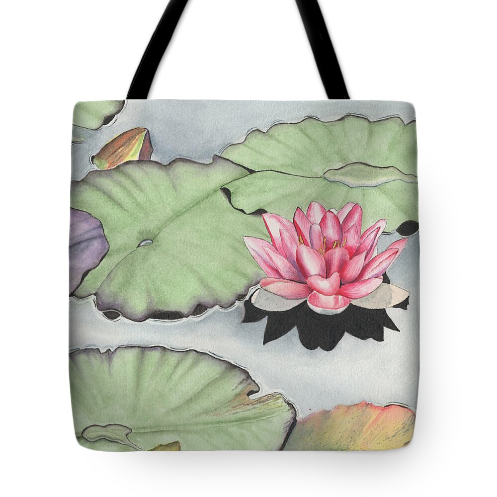 Water Lily Tote Bag featuring the painting Water Lily by Bob Labno