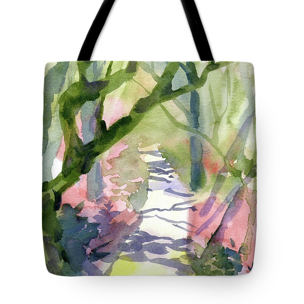 Watercolor Tote Bag featuring the digital art Watercolor A Single Pathway Painting by Sambel Pedes