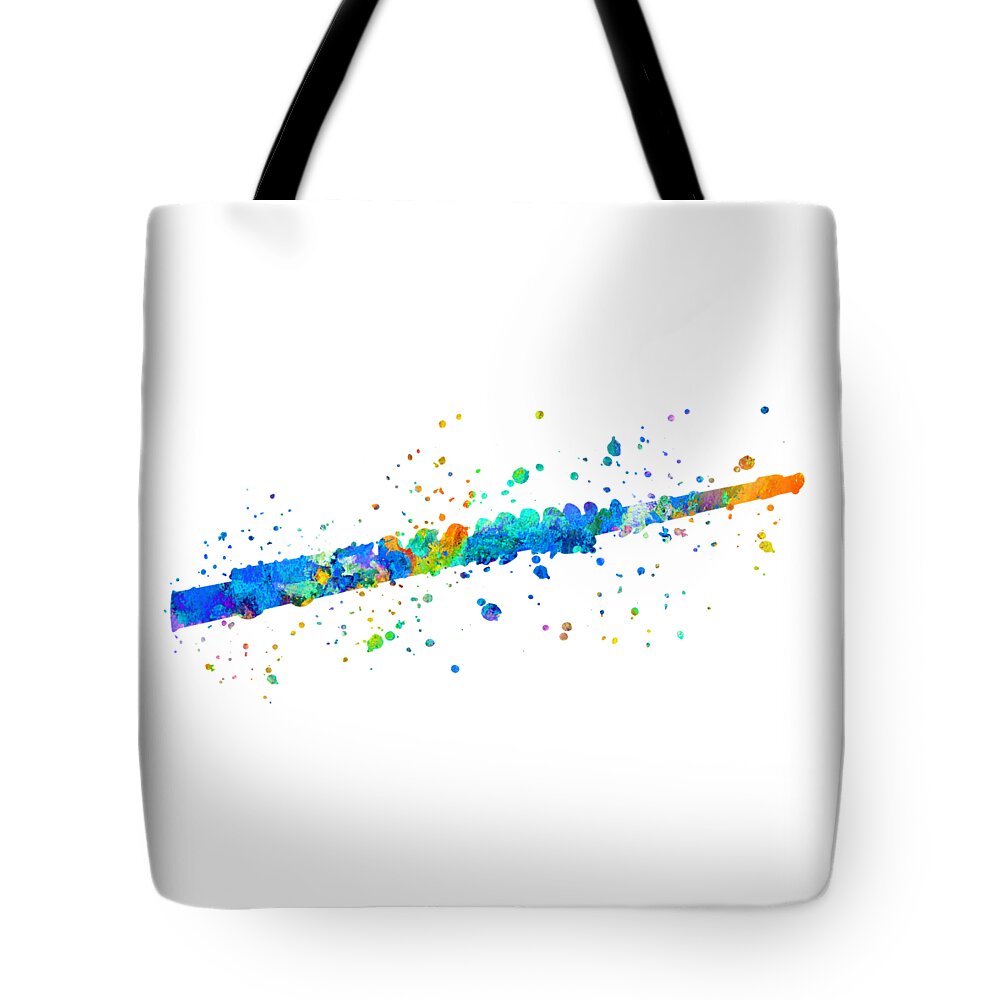 Flute Tote Bag featuring the painting Watercolor Flute Art by Zuzi 's