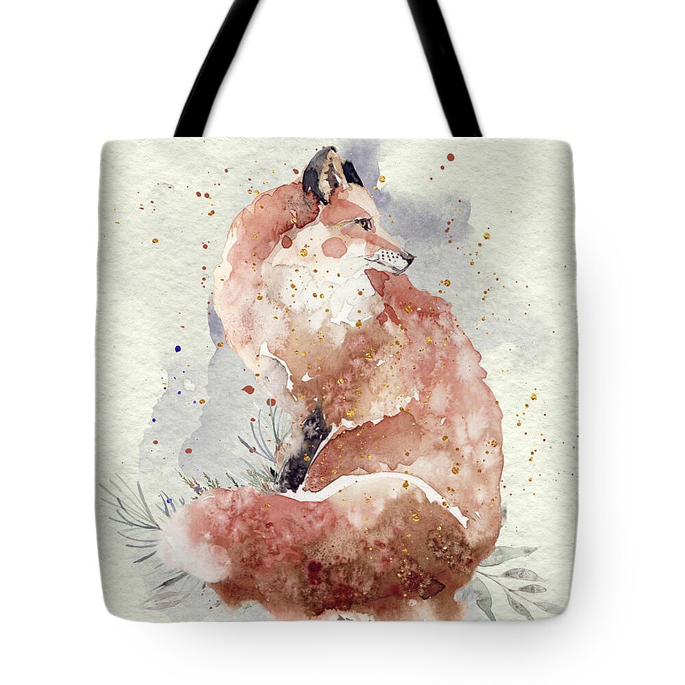Fox Tote Bag featuring the painting Watercolor Fox by Garden Of Delights