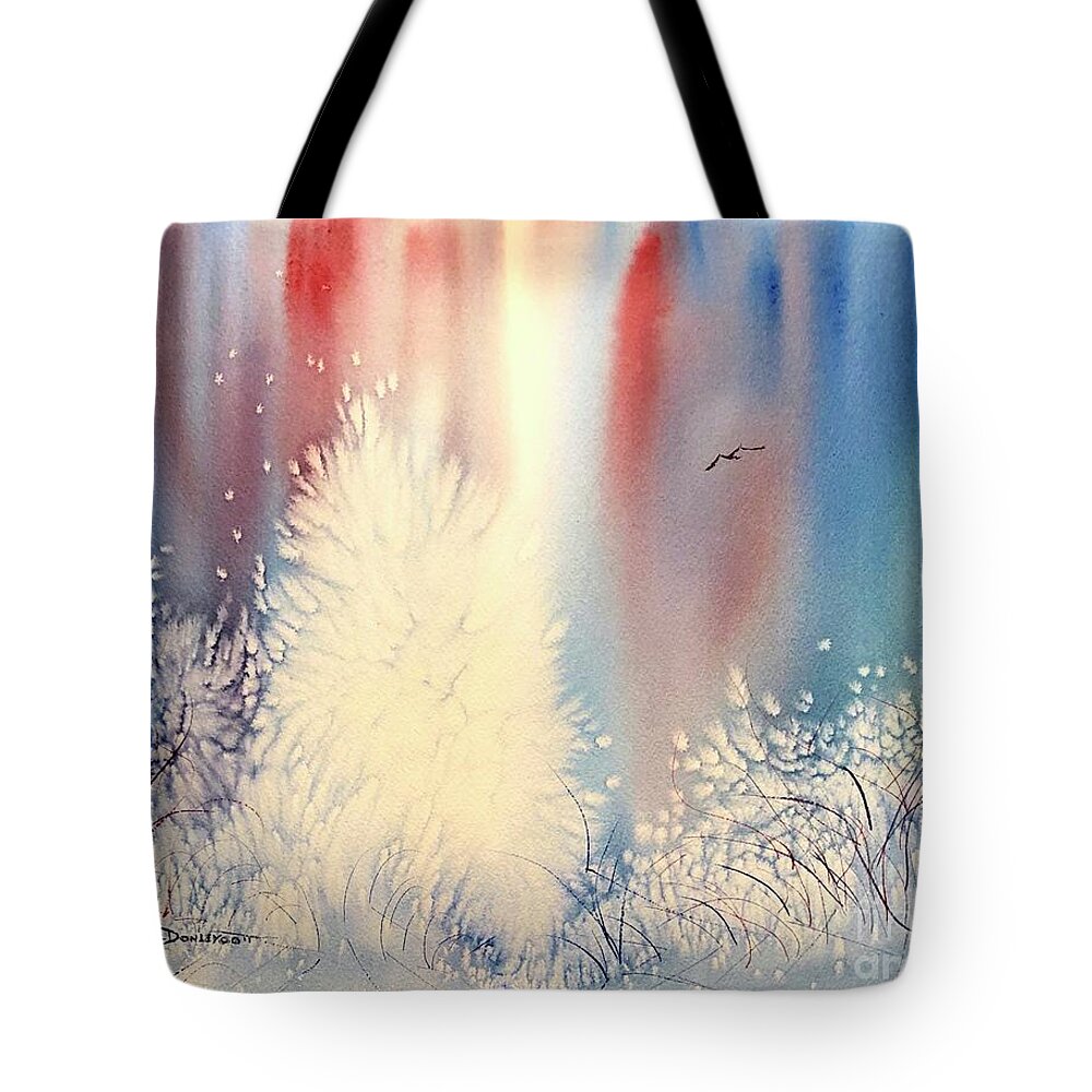 Abstract Tote Bag featuring the painting Abstract Water Fall by Catherine Ludwig Donleycott