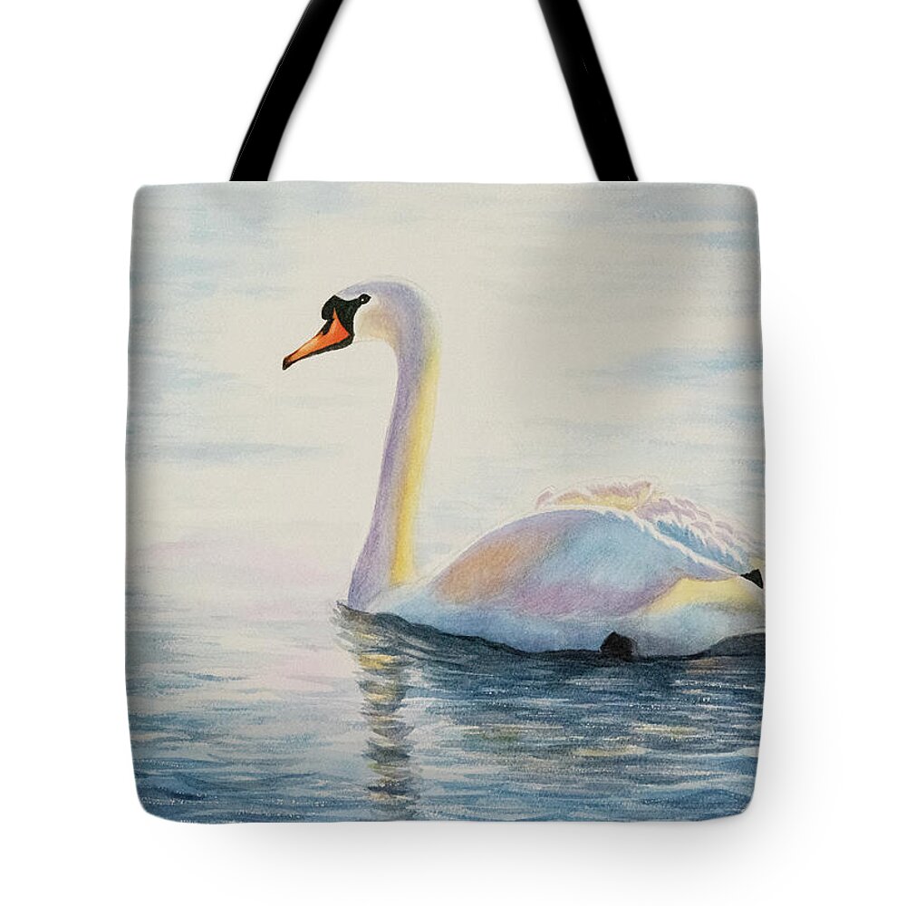 Nature Tote Bag featuring the painting Watercolor Swan by Linda Shannon Morgan