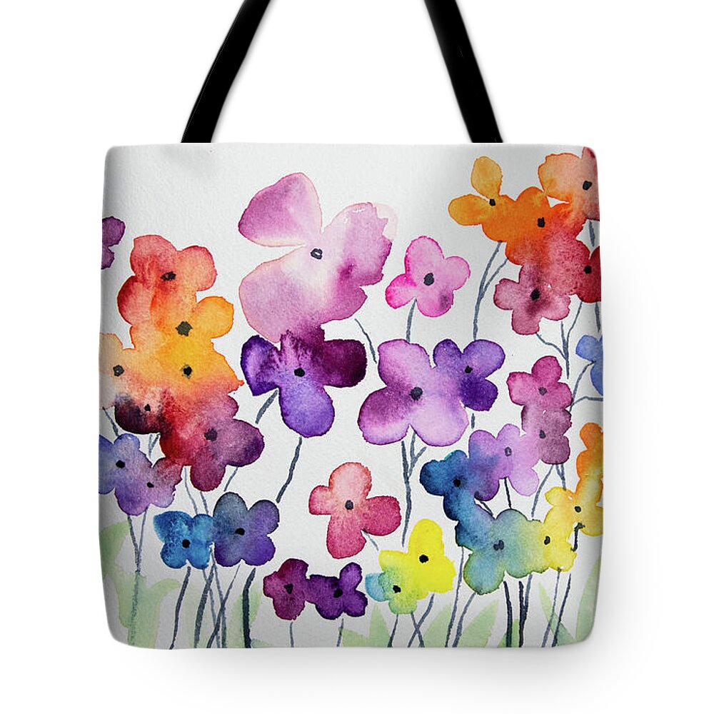 Watercolor - Whimsical Flower Design Tote Bag