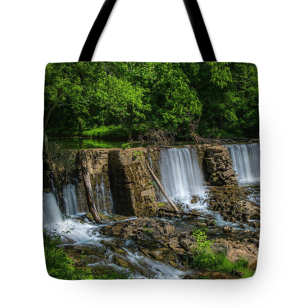 Amis Mill Tote Bag featuring the photograph Big Creek Dam and Waterfall by Shelia Hunt
