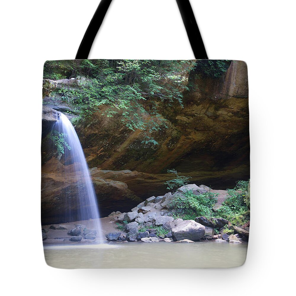 Waterfall Tote Bag featuring the photograph Waterfall at Hocking Hills by Flinn Hackett