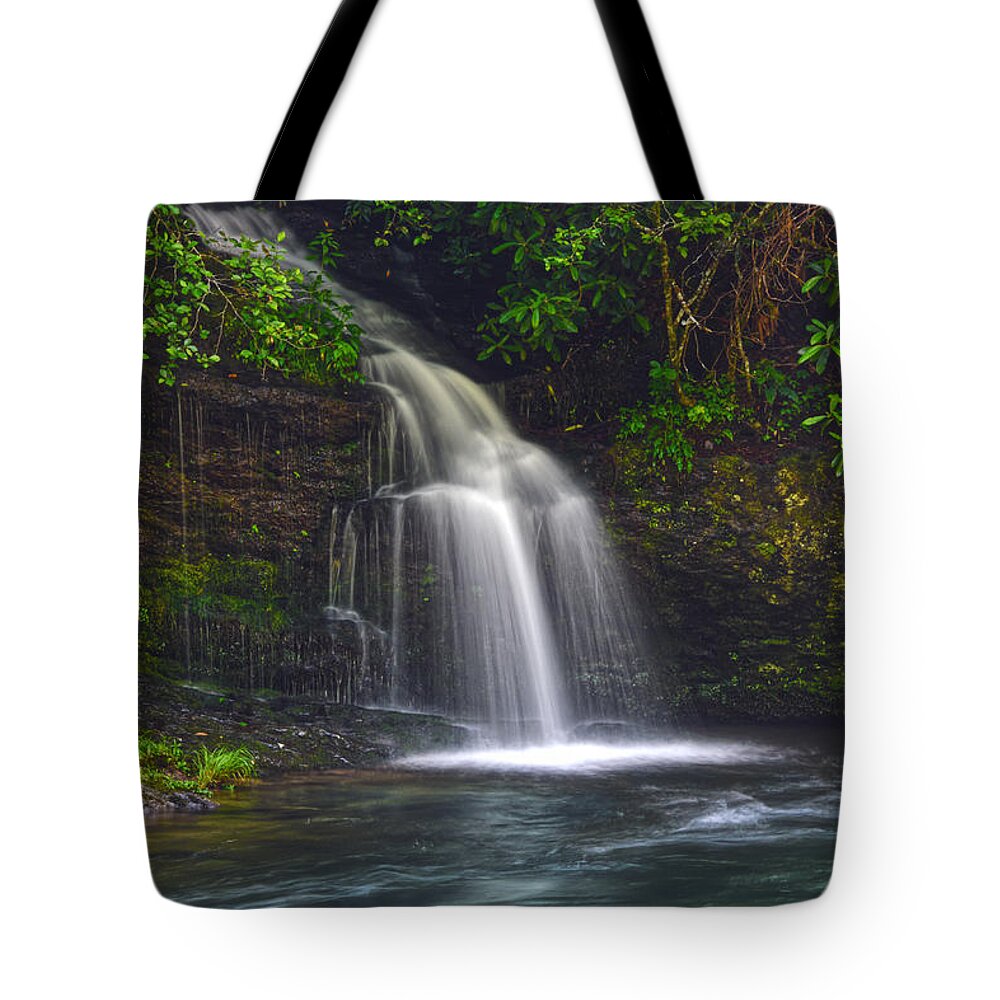 Waterfall Tote Bag featuring the photograph Waterfall On Little River by Phil Perkins