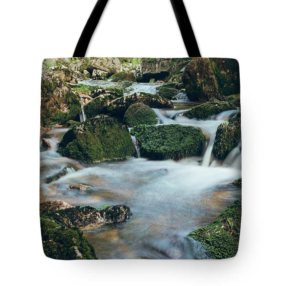 Jizera Mountains Tote Bag featuring the photograph Waterfall on the river Jedlova by Vaclav Sonnek