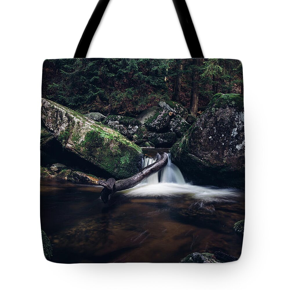 Jizera Mountains Tote Bag featuring the photograph Waterfall on the river Jedlova #1 by Vaclav Sonnek