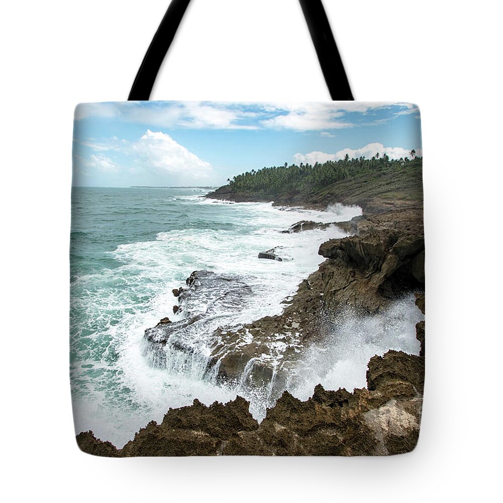 Parque Tote Bag featuring the photograph Waterfall Waves at Parque nacional Cerro Gordo, Puerto Rico by Beachtown Views