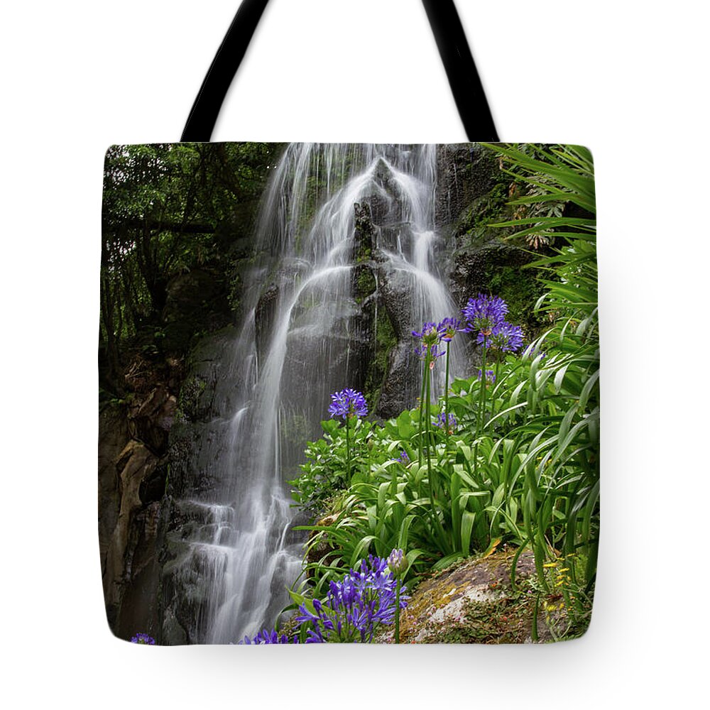 Nordeste Tote Bag featuring the photograph Waterfall with Flowers by Denise Kopko