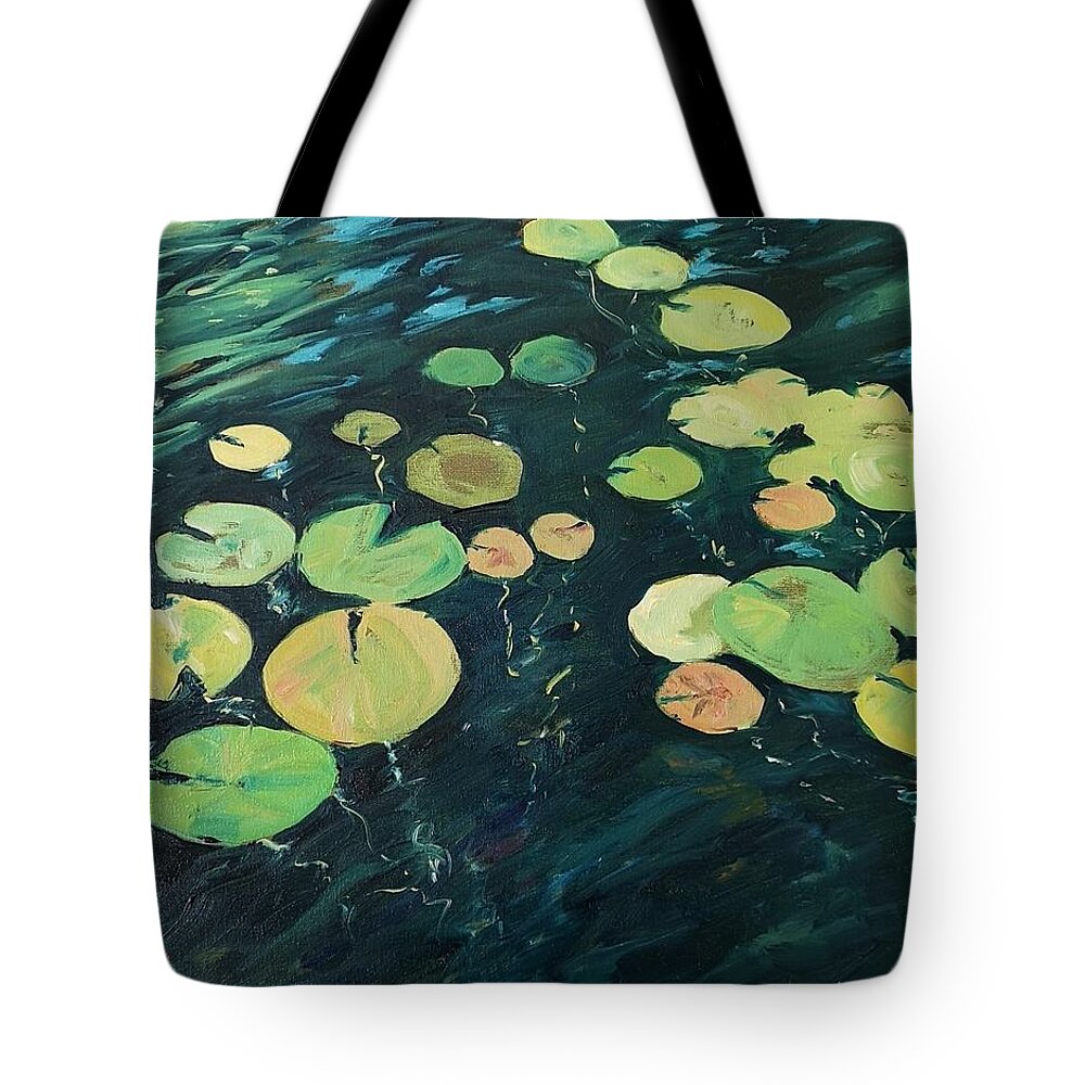 Waterlilies Tote Bag featuring the painting Waterlilies by Sheila Romard