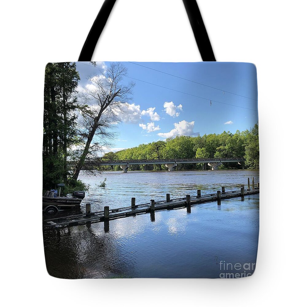 Black Water Tote Bag featuring the photograph Waterways Junction by Catherine Wilson