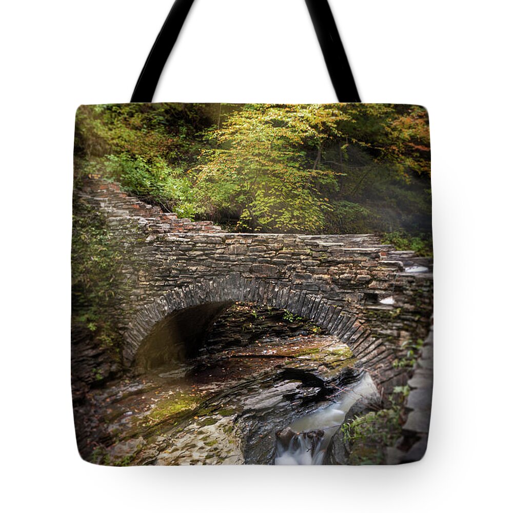 Watkins Tote Bag featuring the photograph Watkins Glen Bridge by Amanda Jones