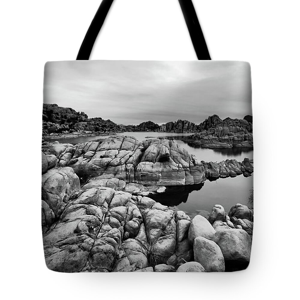 Watson Lake Tote Bag featuring the photograph Watson Lake Boulders by American Landscapes