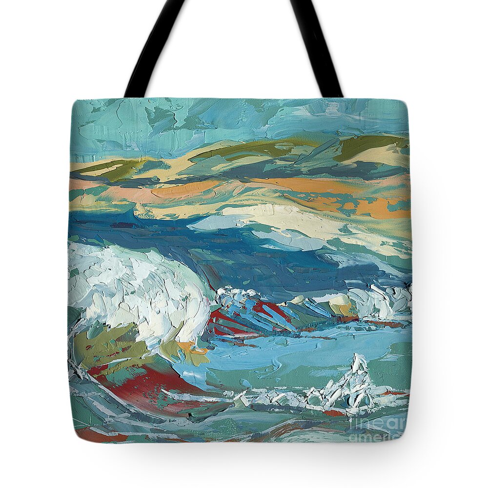 Ocean Tote Bag featuring the painting Wave Abstraction by PJ Kirk