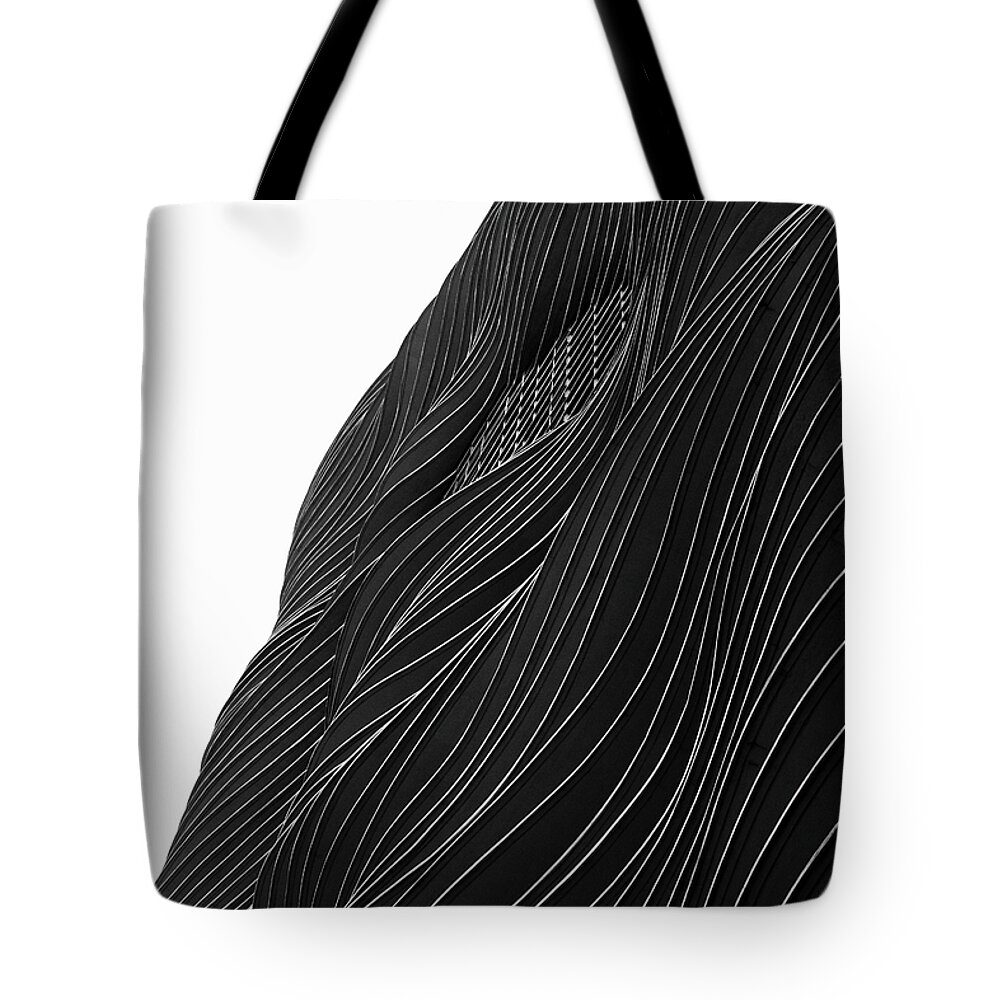 B&w Tote Bag featuring the photograph Waves of Black and White by Christi Kraft