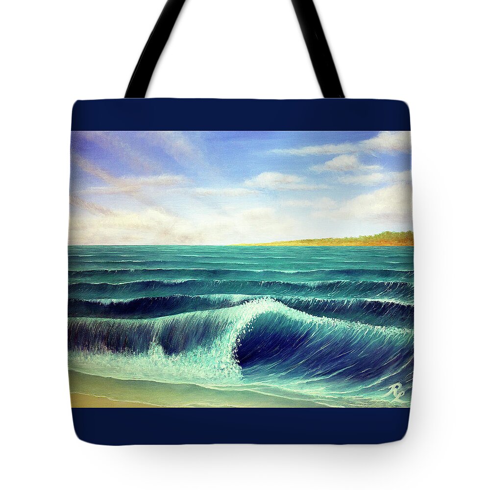 Waves Tote Bag featuring the painting Waves by Renee Logan