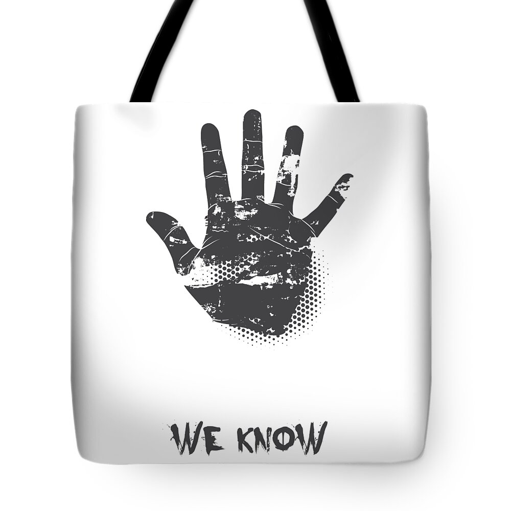 Halloween Tote Bag featuring the digital art We Know Grungy Palm by Jacob Zelazny