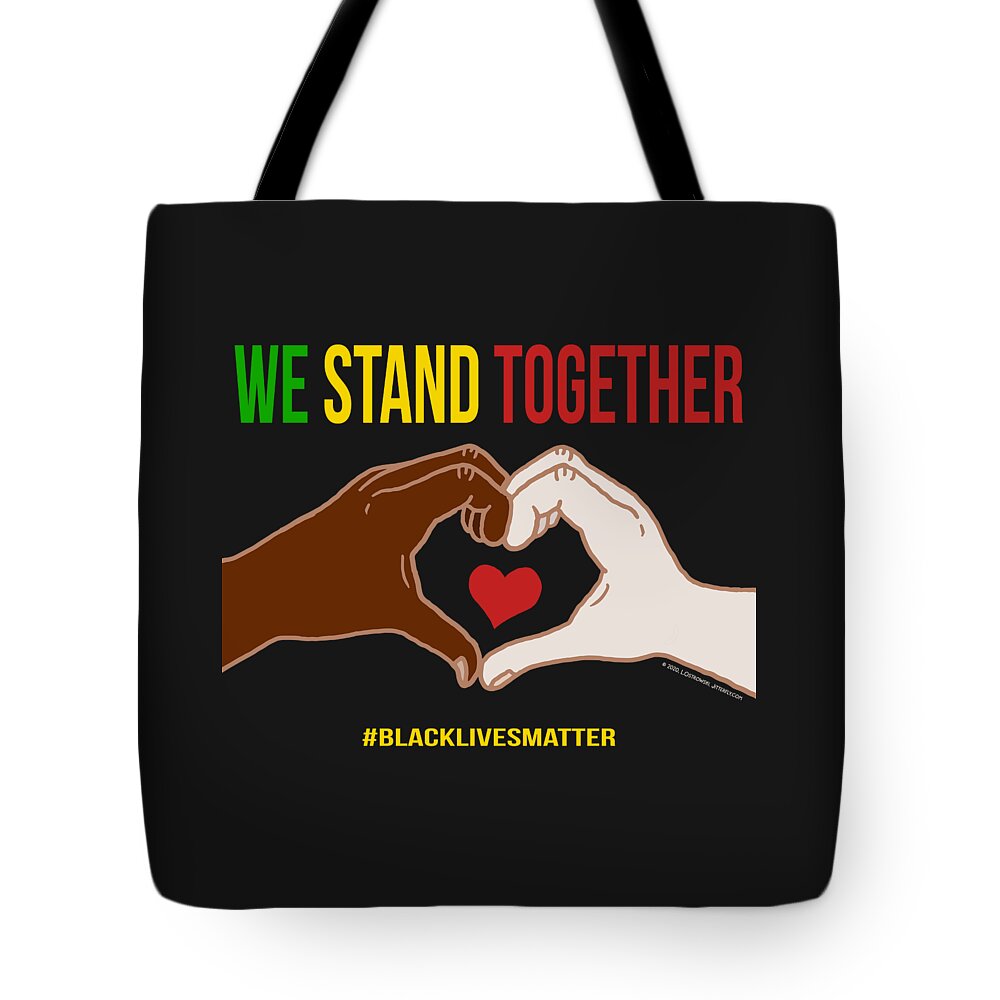 We Stand Together Tote Bag featuring the digital art We Stand Together Heart Hands by Laura Ostrowski