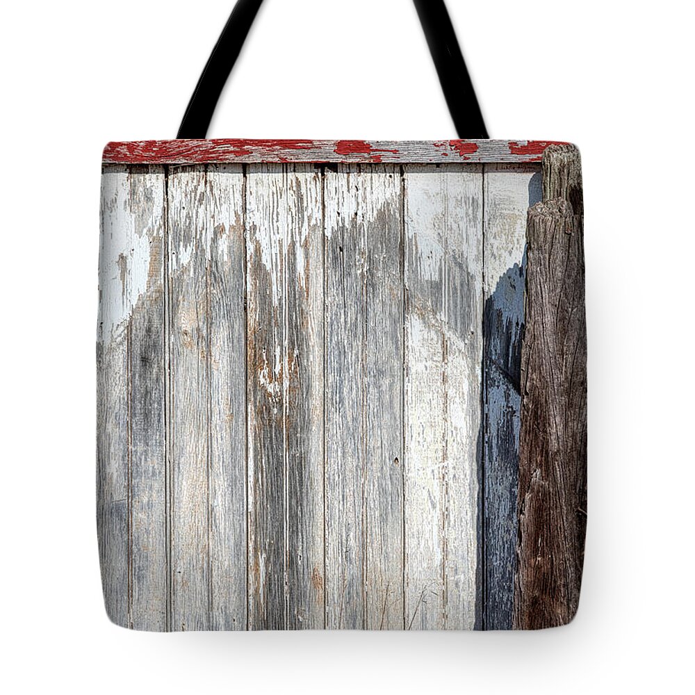Americana Tote Bag featuring the photograph Weathered Wood Barn Door by David Letts