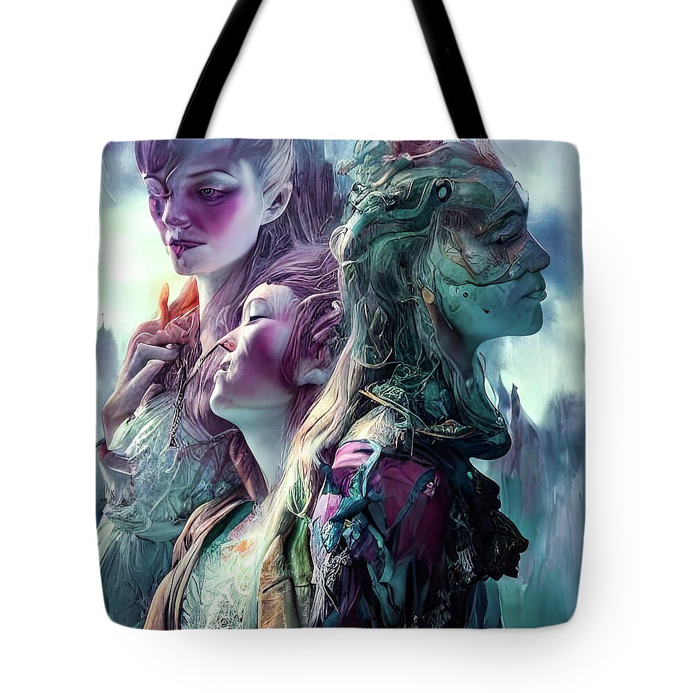 William Shakespeare Tote Bag featuring the painting Weird Sisters by Bob Orsillo