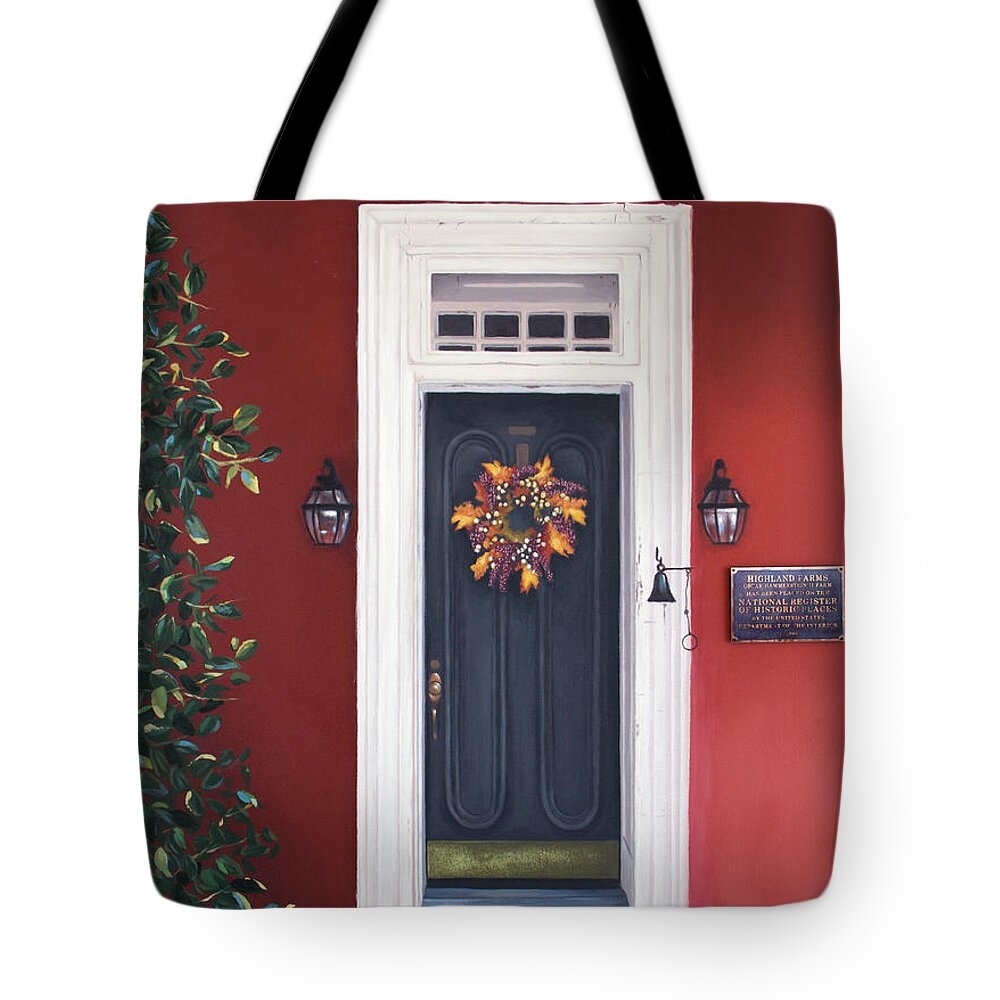 Front Door Tote Bag featuring the painting Welcome to Inspiration by Timothy Stanford